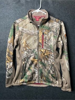FIELD & STREAM CAMOUFLAGE WATER RESISTANT FULL ZIP JACKET WOMEN'S SIZE M LOGO